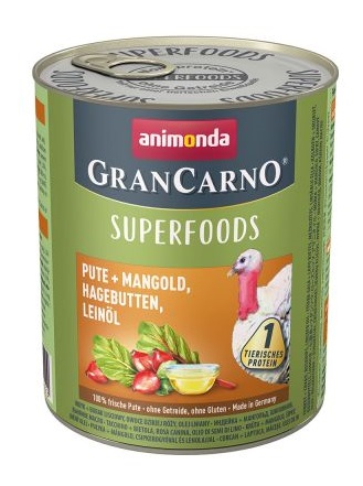 Animonda GranCarno Adult Superfoods Pulyka + mángold, csipkebogyó, lenolaj 