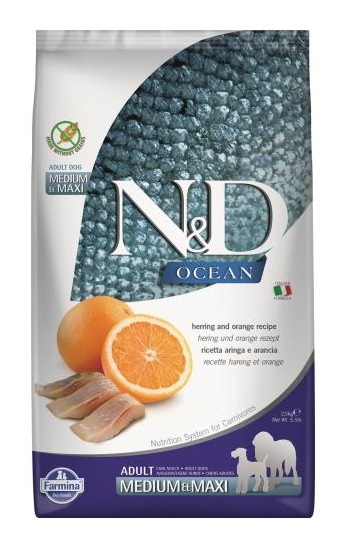 N&D Dog Ocean hering&narancs adult medium&maxi 